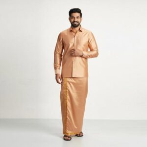 Art Silk Copper Shirt and Dhoti