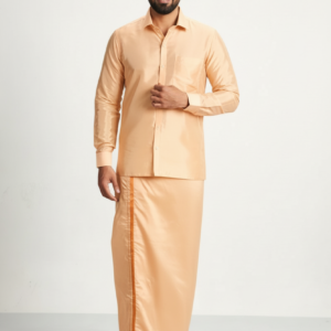 Art Silk Coral Shirt and Dhoti