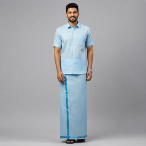 Sky Blue  Shirt and Dhoti