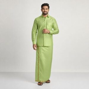 Marine Green Shirt and Dhoti